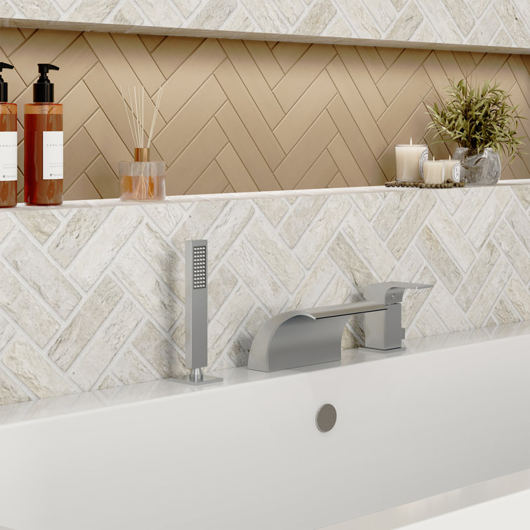 Brushed Nickel Waterfall Tub Faucet with Hand Shower