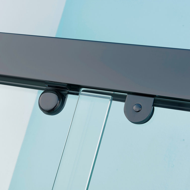 Matte Black 48" Double Sliding Shower Door with Tempered Glass
