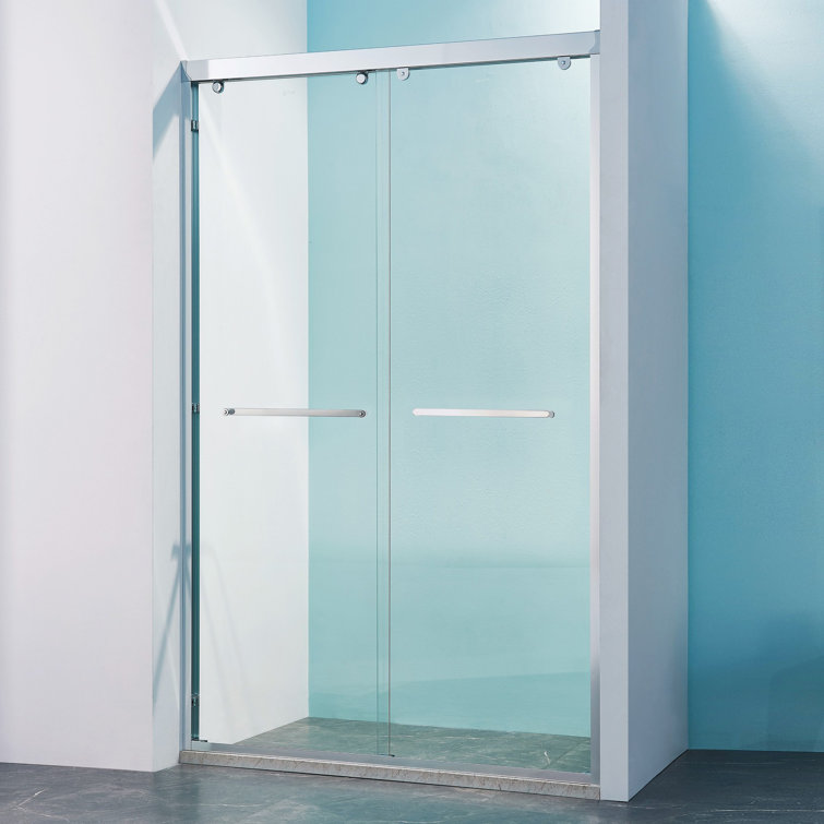 Chrome Double Sliding Shower Door with Clear Tempered Glass