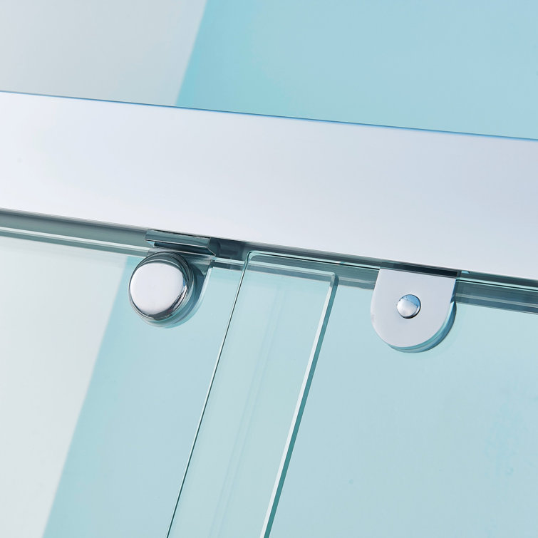 Chrome Aluminum Double Sliding Shower Door with Clear Tempered Glass