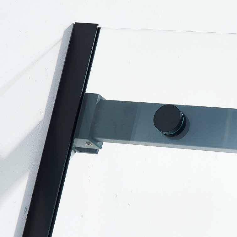 Matte Black Semi-Frameless Sliding Shower Door with Tempered Glass