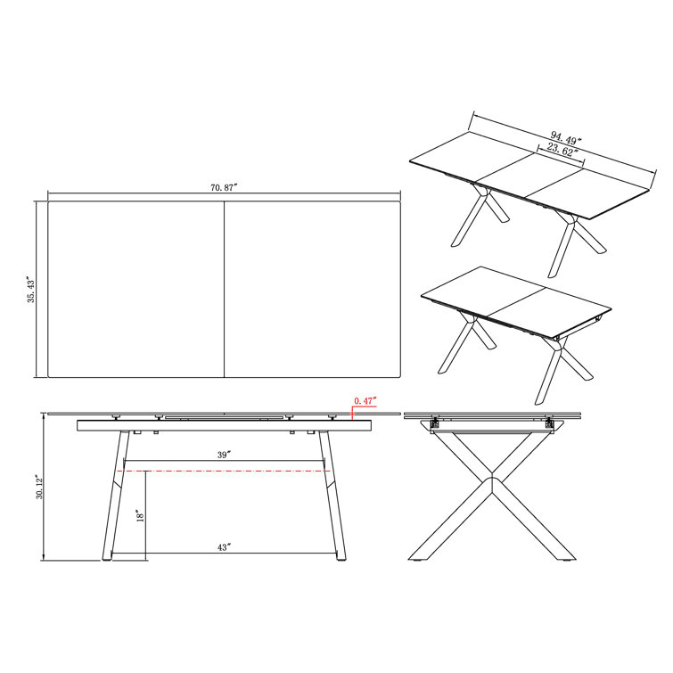 White Stone Top Extendable Dining Table with 4 Gray Upholstered Chairs