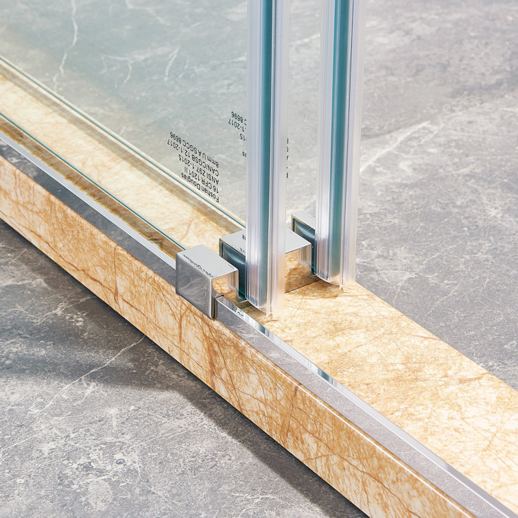 60" Frameless Chrome Glass Double Sliding Shower Door
