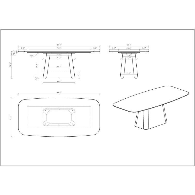 White Marbleized Stone Top Dining Table with Solid Wood Base and Chairs
