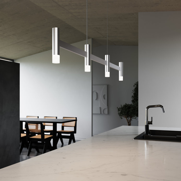 Bright Satin Aluminum 4-Light LED Linear Pendant