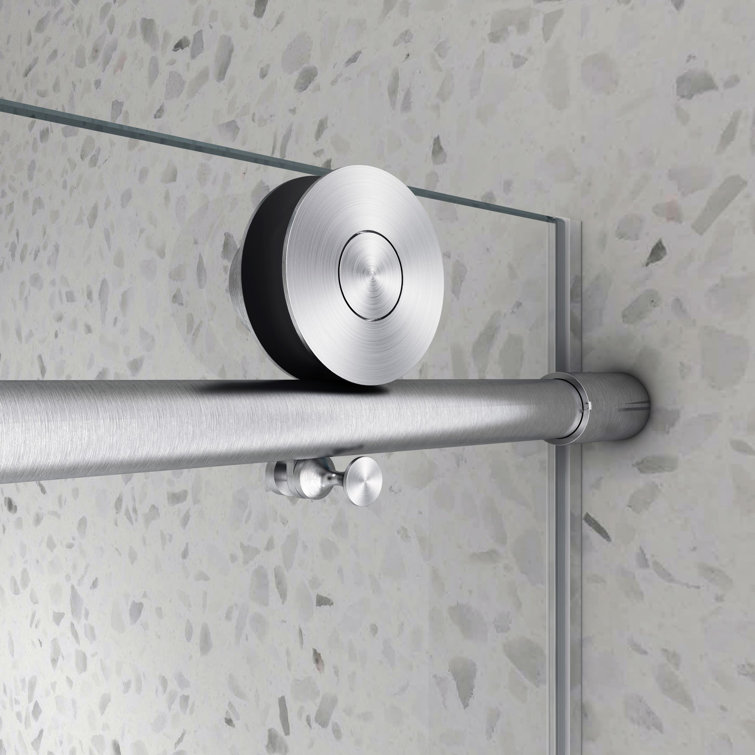 Frameless Glass Sliding Shower Door with Brushed Nickel Finish