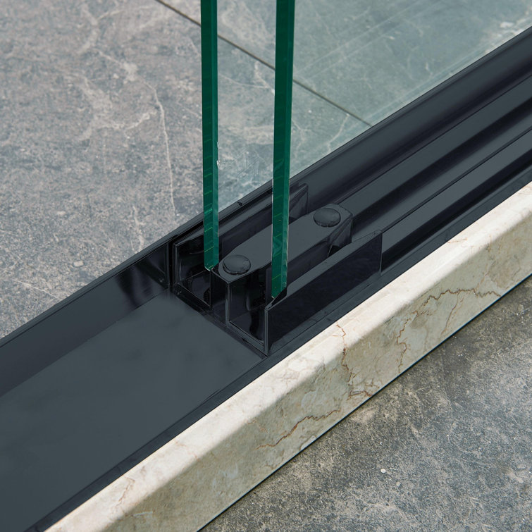 60" Matte Black Aluminum Framed Double Sliding Shower Door