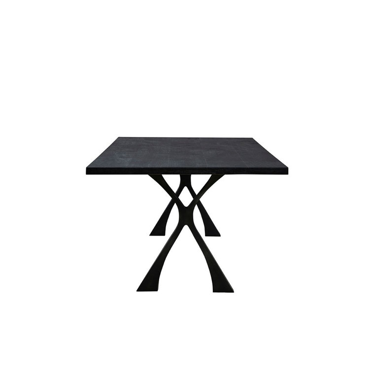 Black Solid Oak Rectangular Dining Table with Wishbone Legs