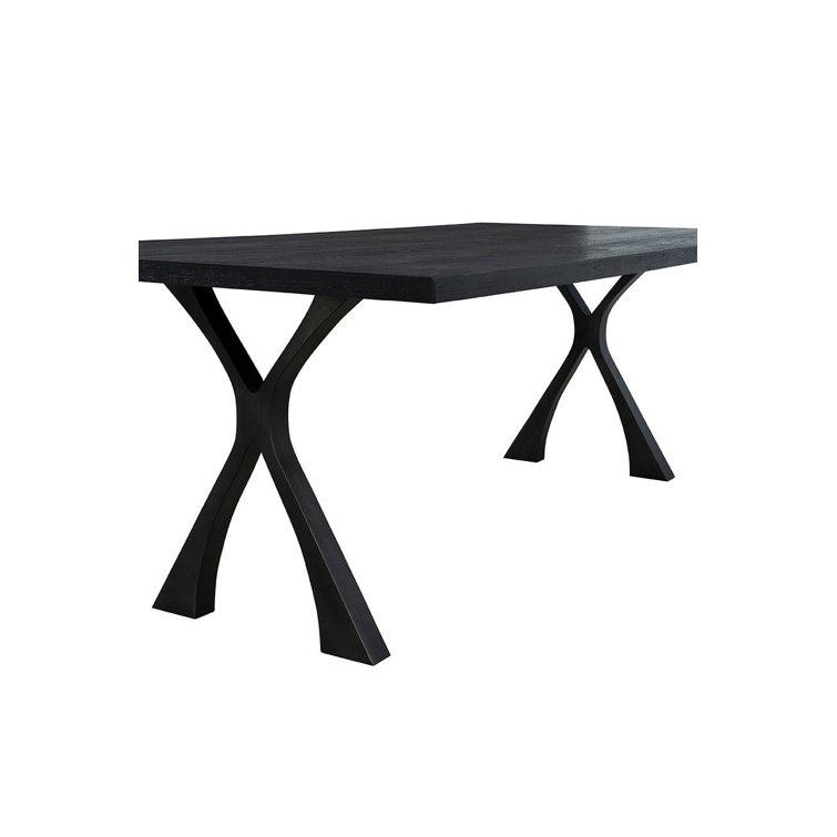 Black Solid Oak Rectangular Dining Table with Wishbone Legs