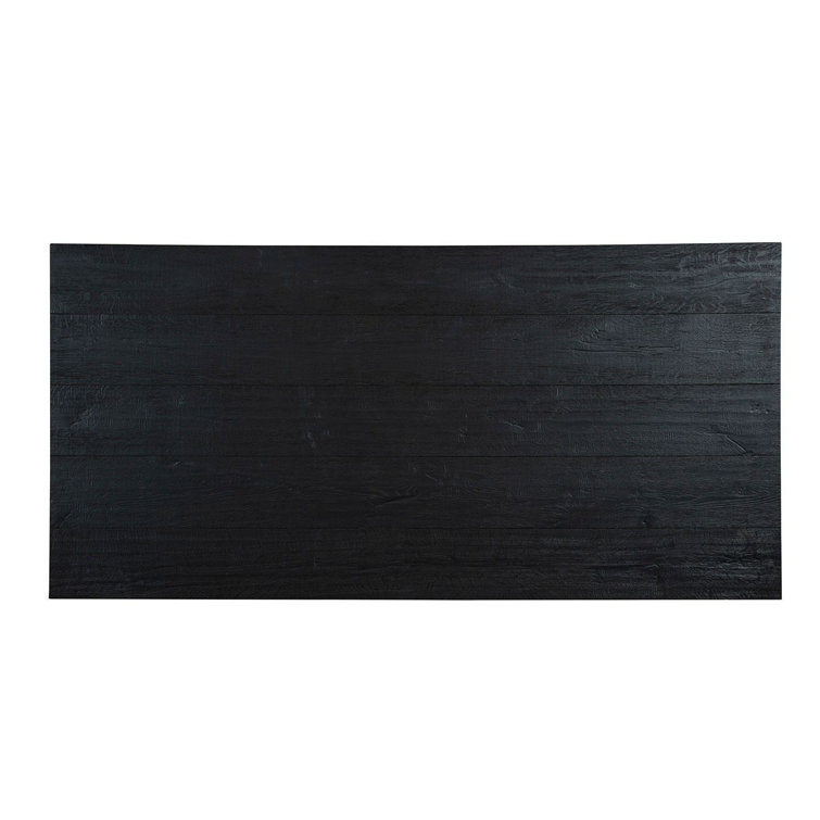 Black Solid Oak Rectangular Dining Table with Wishbone Legs