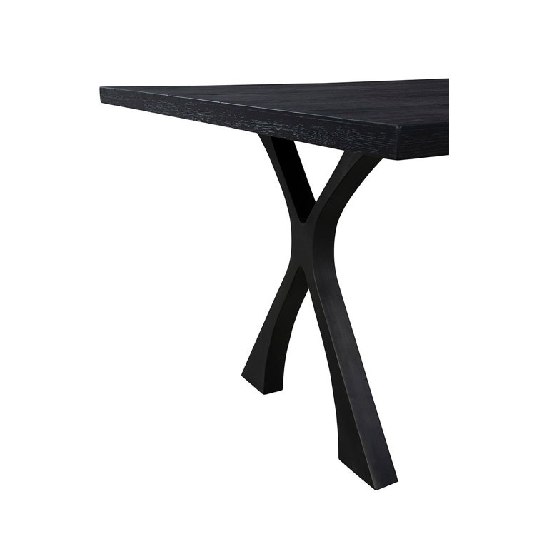 Black Solid Oak Rectangular Dining Table with Wishbone Legs