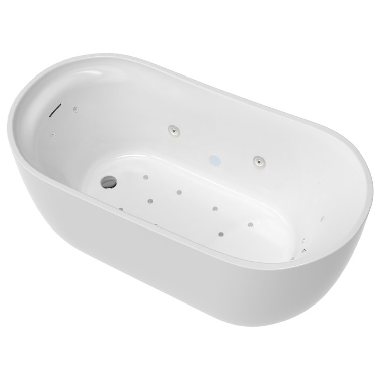 Janet 67'' White Freestanding Acrylic Air and Whirlpool Bathtub