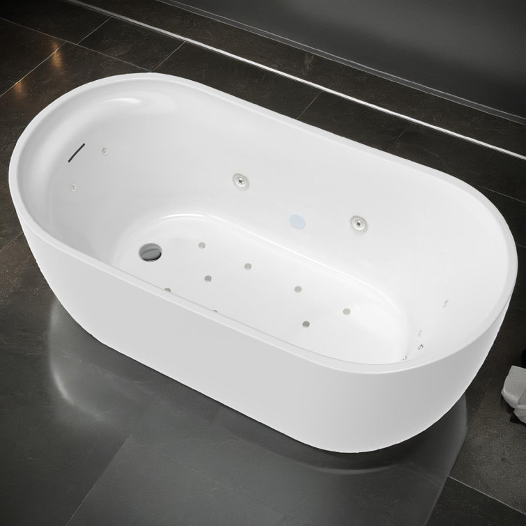 Janet 67'' White Freestanding Acrylic Air and Whirlpool Bathtub