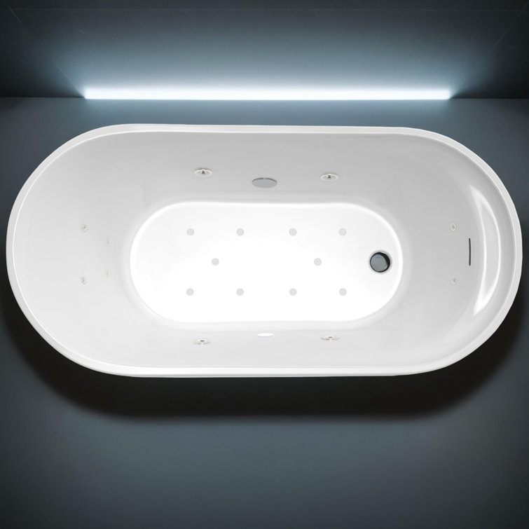 Janet 67'' White Freestanding Acrylic Air and Whirlpool Bathtub