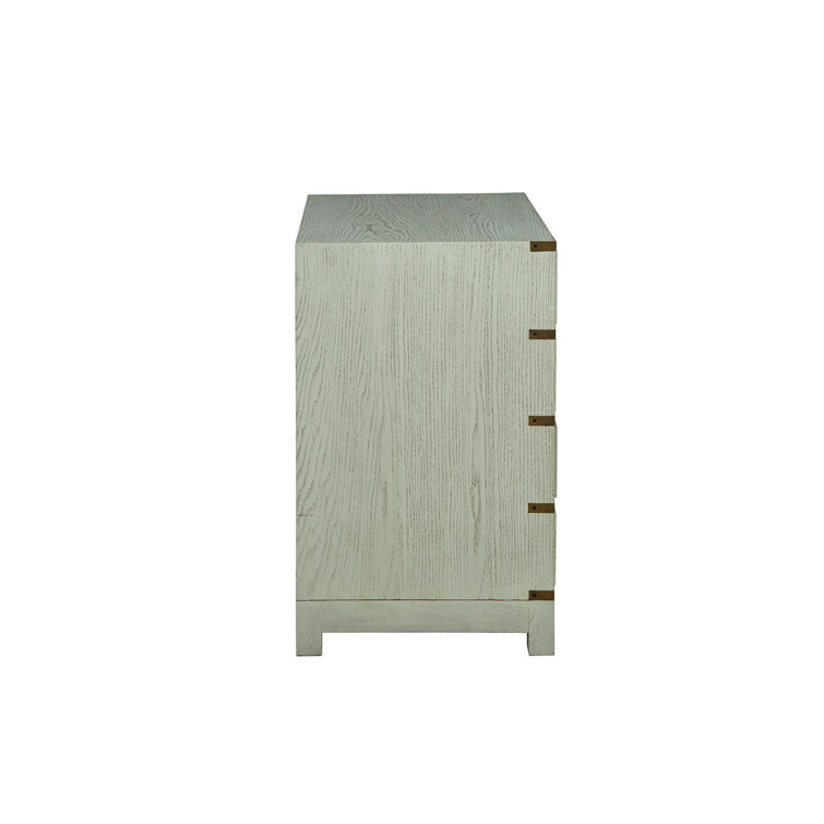 Smokey White Oak 4-Drawer Dresser with Brass Accents