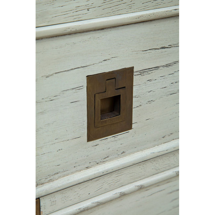 Smokey White Oak 4-Drawer Dresser with Brass Accents