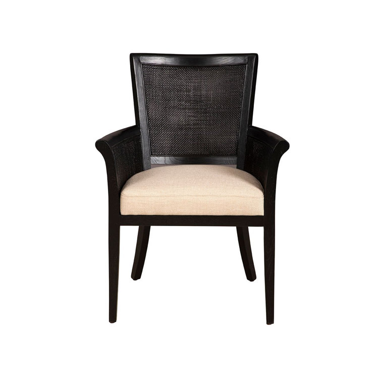 Black Woven Back Linen Cushion Accent Chair