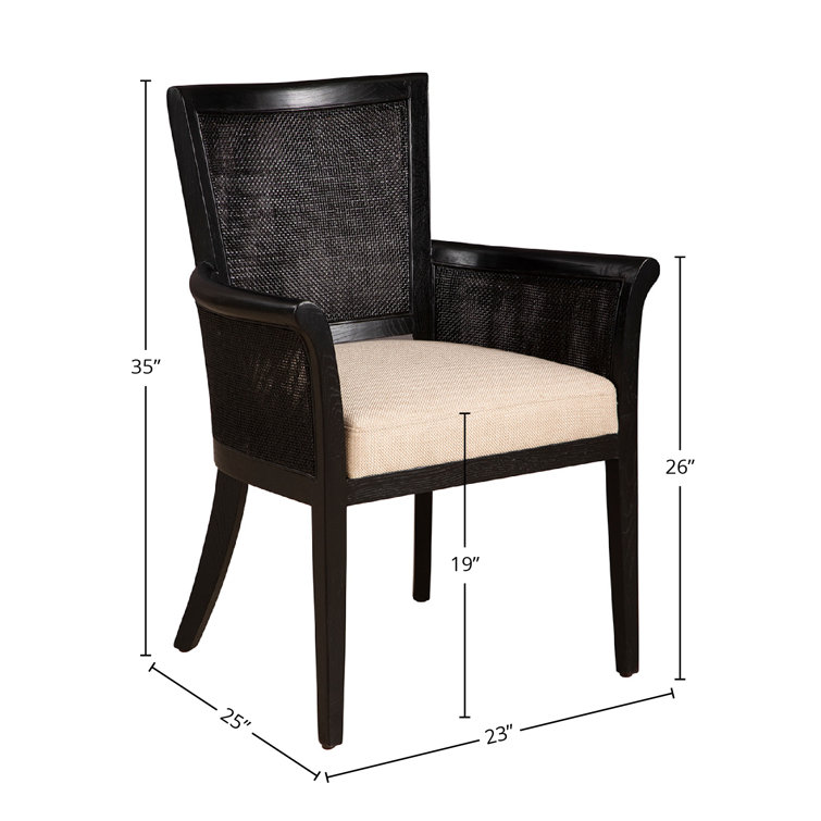 Black Woven Back Linen Cushion Accent Chair