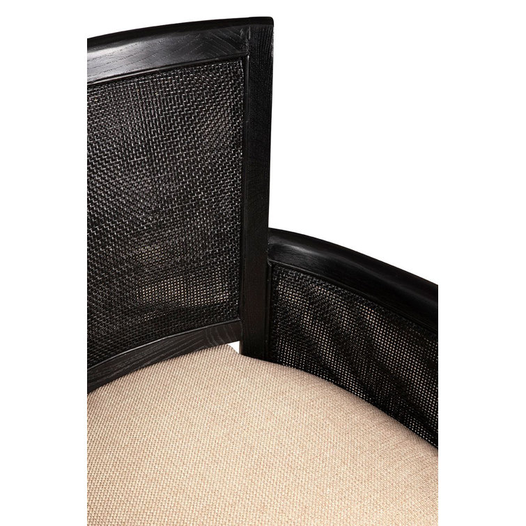 Black Woven Back Linen Cushion Accent Chair