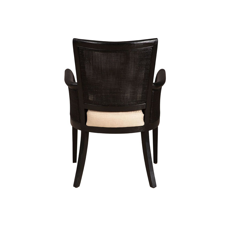 Black Woven Back Linen Cushion Accent Chair