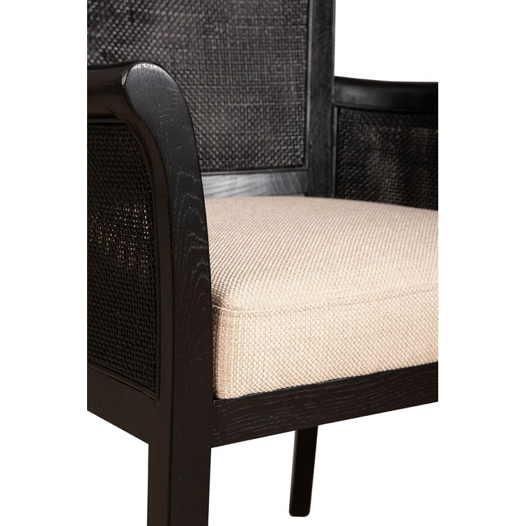 Black Woven Back Linen Cushion Accent Chair