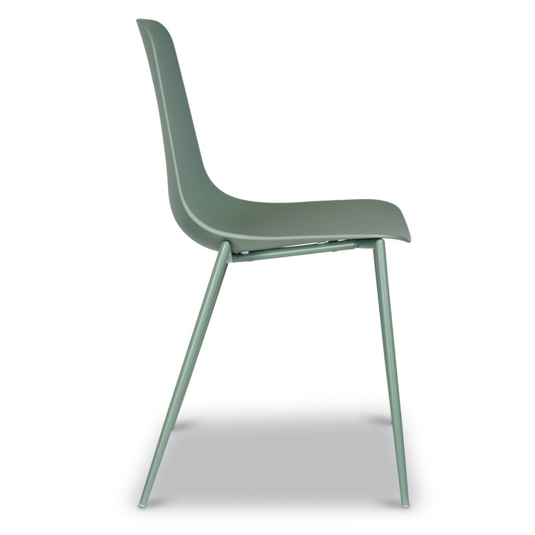 Pistachio Green Plastic and Metal Armless Dining Chairs, Set of 4