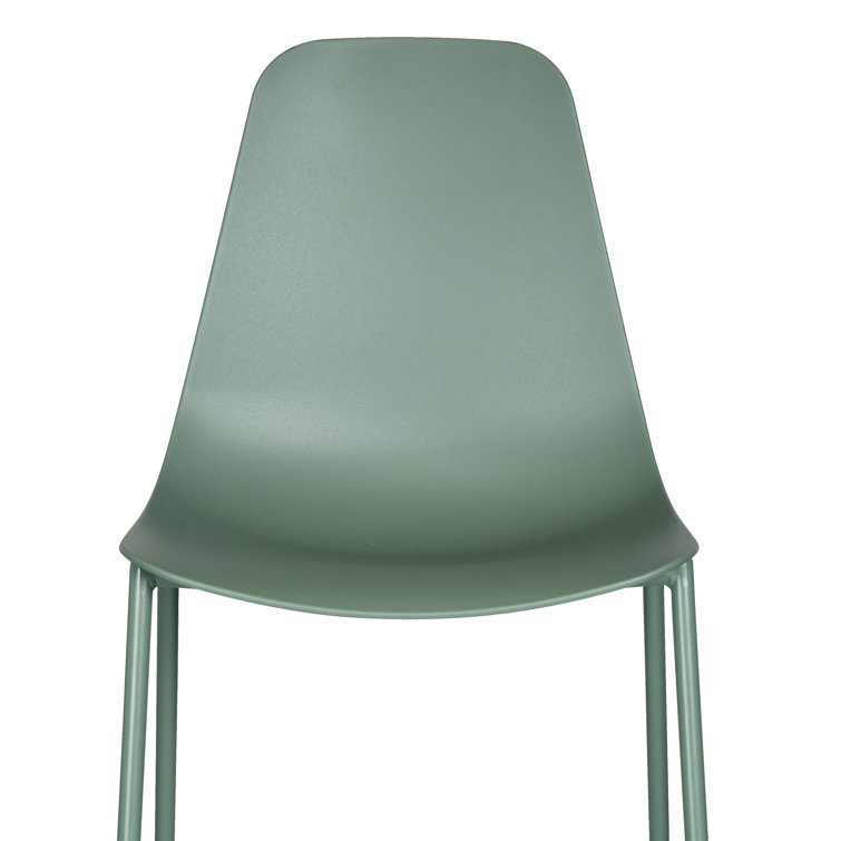 Pistachio Green Plastic and Metal Armless Dining Chairs, Set of 4
