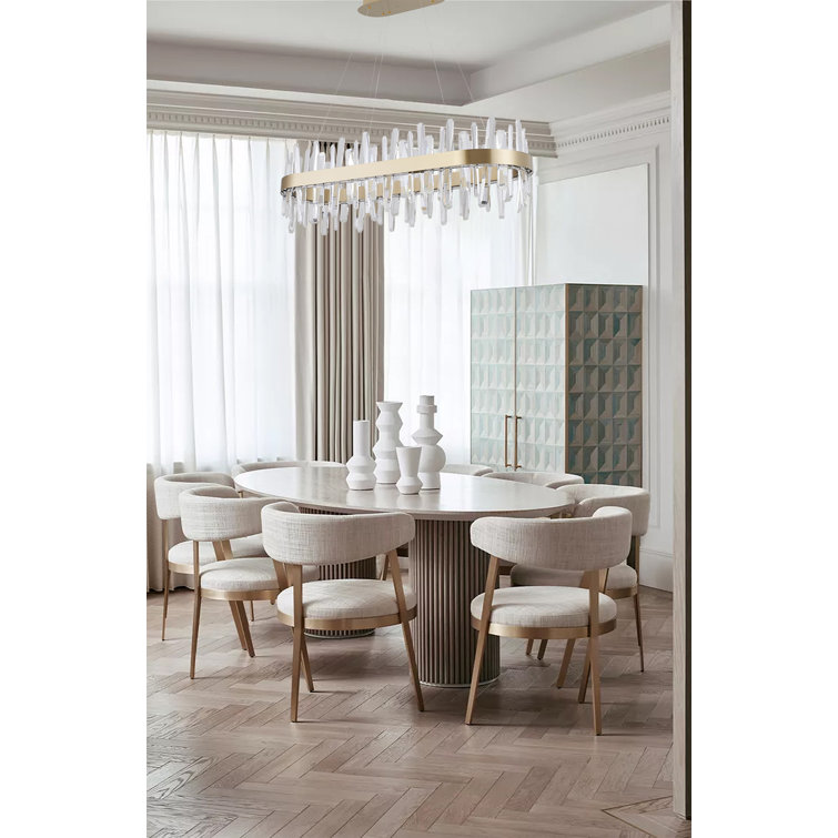 Bethel Oval Gold Stainless Steel LED Chandelier with Clear Crystal Accents