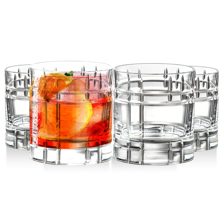 European Crystal Double Old Fashioned Whiskey Glasses Set of 4