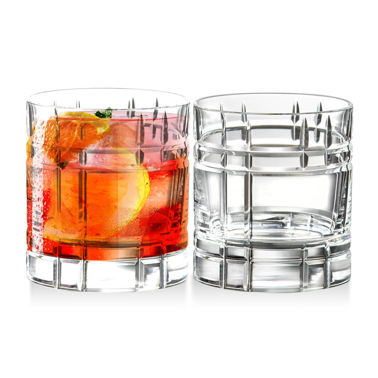 Barski 12 oz Clear Crystal Double Old Fashioned Whiskey Glasses Set