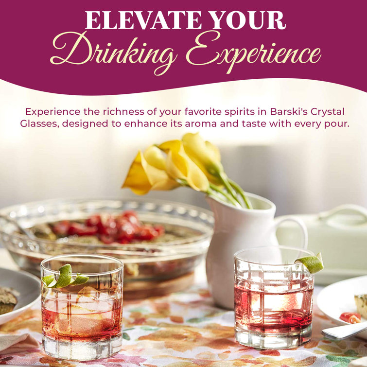 European Crystal Double Old Fashioned Whiskey Glasses Set of 4
