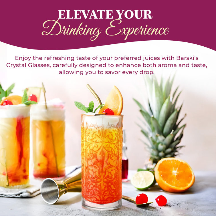 Elegant Tattoo Design Clear Glass Highball Tumblers Set of 2, 13 oz
