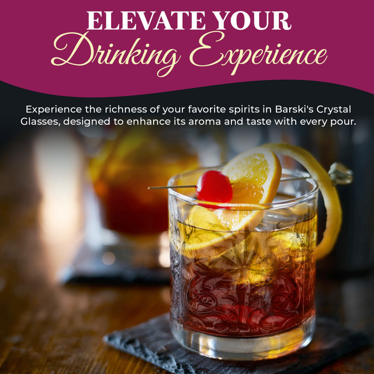 Barski Tattoo Design Crystal Double Old Fashioned Whiskey Glasses Set