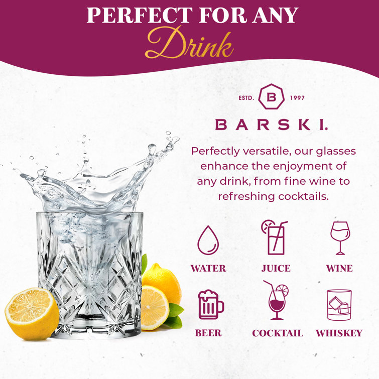Crystal Cut Double Old Fashioned Whiskey Glasses Set of 2