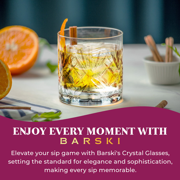 Crystal Cut Double Old Fashioned Whiskey Glasses Set of 2