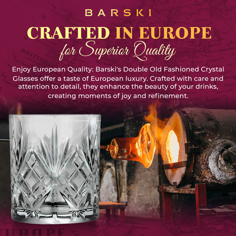 Crystal Cut Double Old Fashioned Whiskey Glasses Set of 2