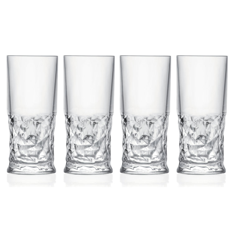Barski Clear Glass Highball Drinking Glasses Set of 4