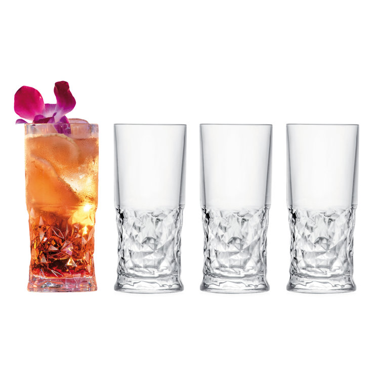Barski Clear Glass Highball Drinking Glasses Set of 4