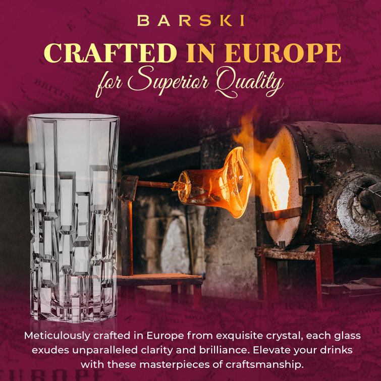 European Crafted Clear Glass Highball Tumblers Set of 4