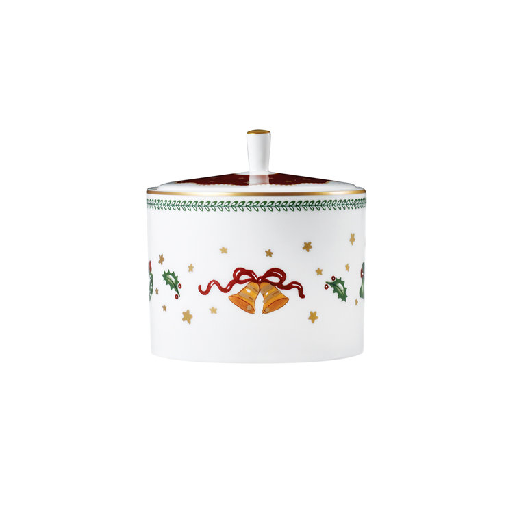 Festive Bone China Sugar & Creamer Set with 24k Gold Plating