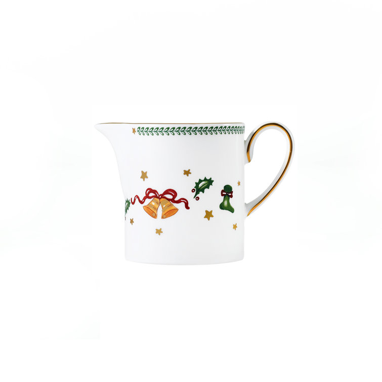 Festive Bone China Sugar & Creamer Set with 24k Gold Plating