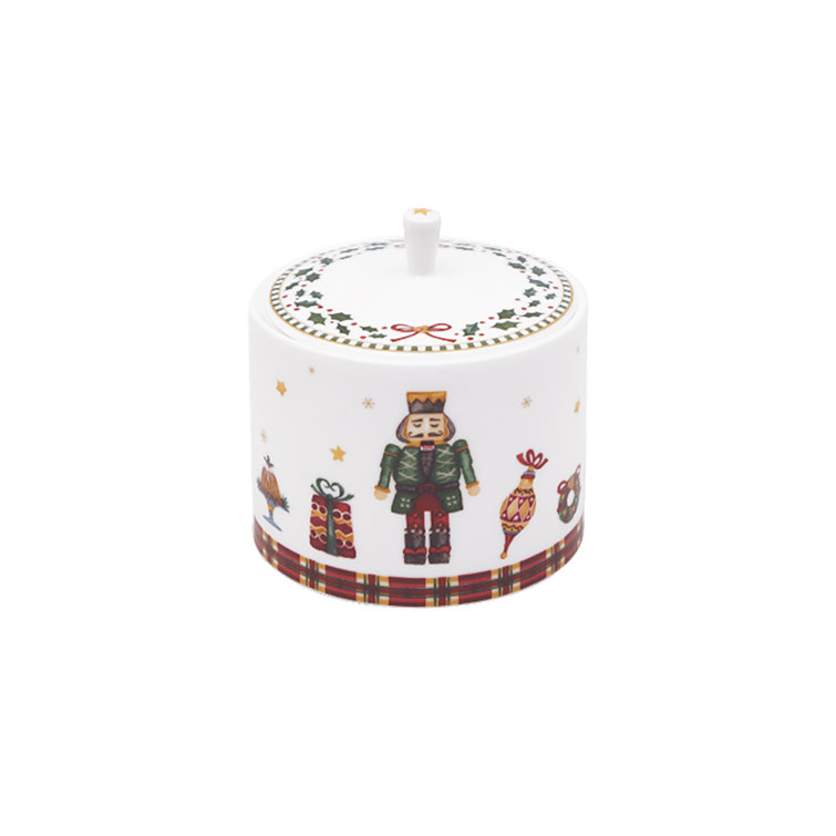 Festive Nutcracker Fine Bone China Sugar Bowl and Creamer Set