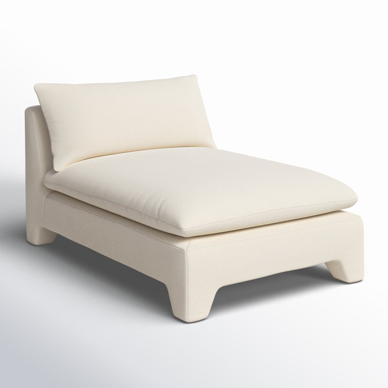 Cream Upholstered Lounge Chair with Pillow Back and Plywood Frame