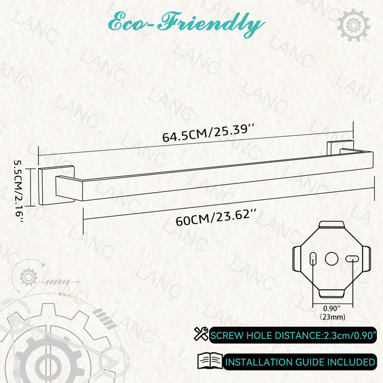 Brushed Gold Stainless Steel Wall Mounted Towel Bar