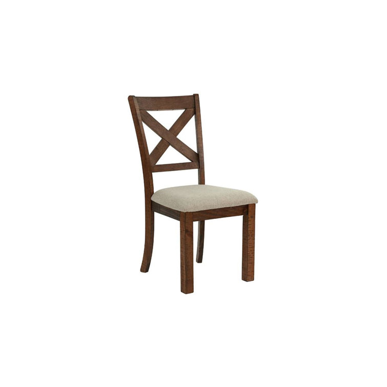 Rustic Pine Wood 6-Piece Dining Set with Bench and Cushioned Chairs