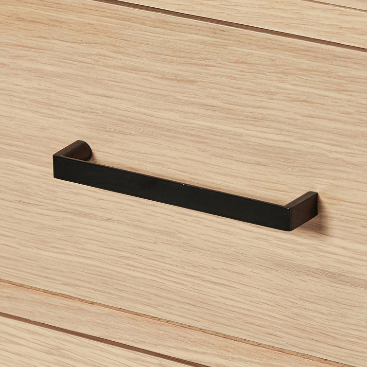 66'' Medium Oak Double Freestanding Bathroom Vanity with Black Hardware