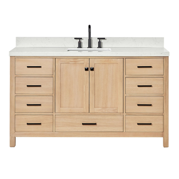 Cambridge 60.25'' Oak Single Sink Vanity with Quartz Top