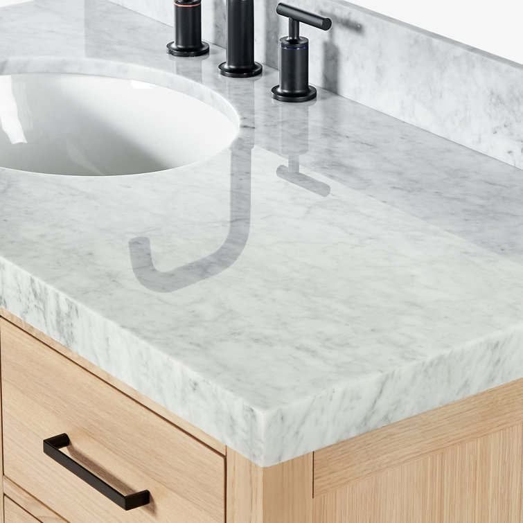 Cambridge 42'' Oak Freestanding Vanity with Carrara Marble Top
