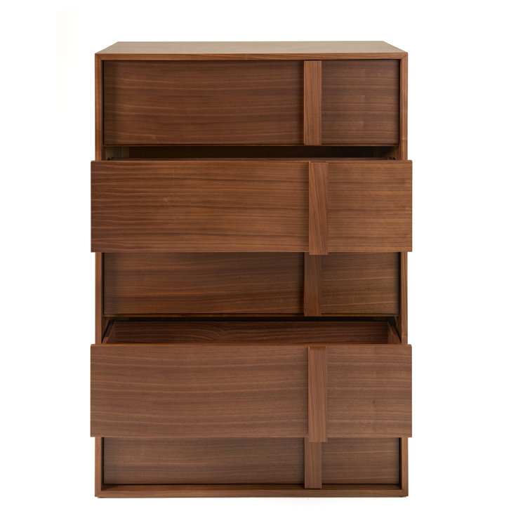 Walnut Vertical 5-Drawer Soft Close Dresser