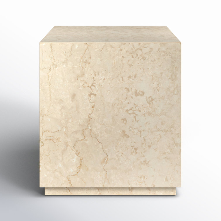 Cream Marble Square Outdoor Side Table